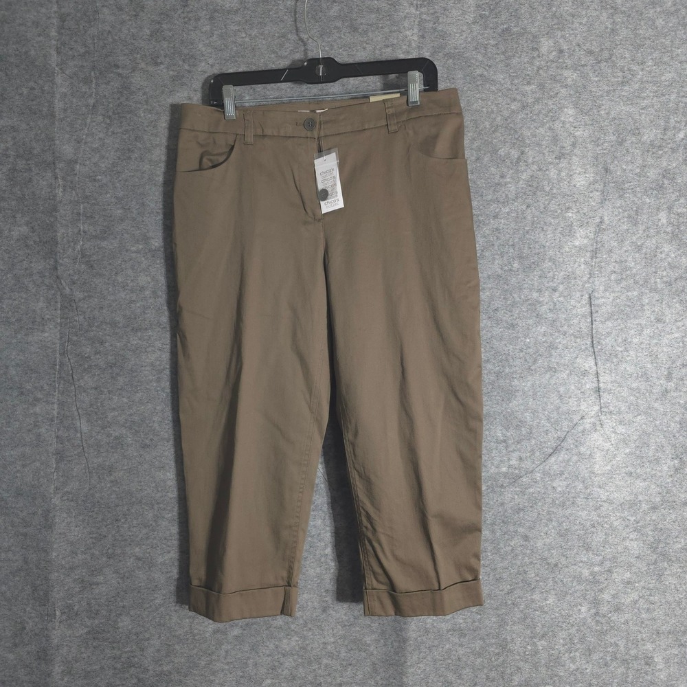 Chico's Capri Pants Womens Size 1 Beige Keegan Slim Cropped Sun Cloth NWT Solid